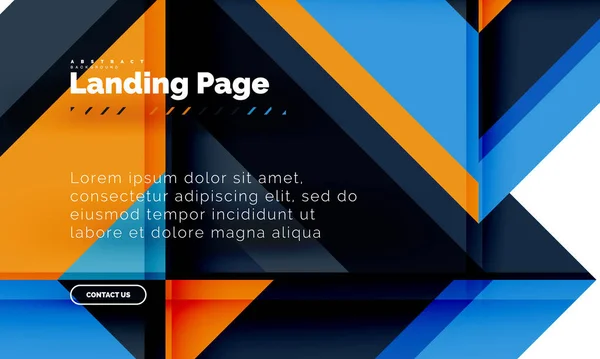 Forma quadrada fundo abstrato geométrico, modelo de web design de landing page —  Vetores de Stock