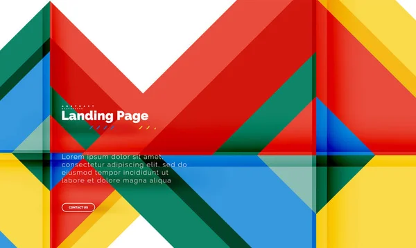 Forma quadrada fundo abstrato geométrico, modelo de web design de landing page — Vetor de Stock