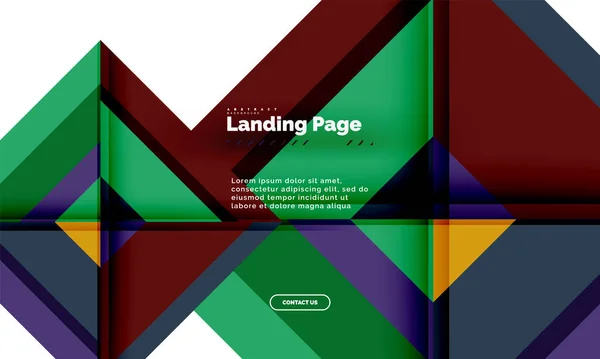 Quadratische Form geometrisch abstrakt Hintergrund, Landing Page Web-Design-Vorlage — Stockvektor