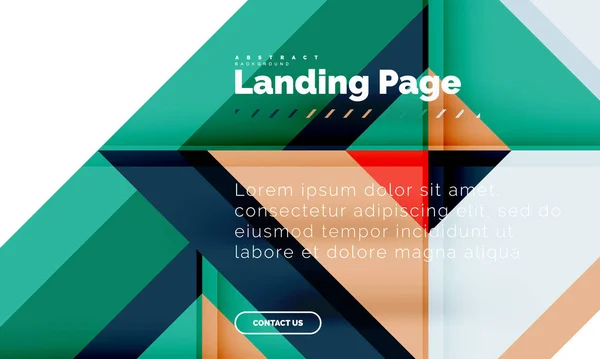 Forma cuadrada fondo abstracto geométrico, plantilla de diseño web de landing page — Archivo Imágenes Vectoriales