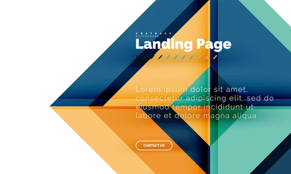 Quadratische Form geometrisch abstrakt Hintergrund, Landing Page Web-Design-Vorlage — Stockvektor