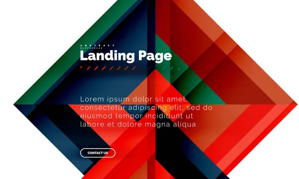 Forma cuadrada fondo abstracto geométrico, plantilla de diseño web de landing page — Archivo Imágenes Vectoriales