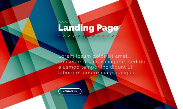 Quadratische Form geometrisch abstrakt Hintergrund, Landing Page Web-Design-Vorlage — Stockvektor