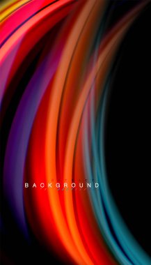 Sıvı renk arka plan, siyah, renkli mermer veya plastik dalga doku zemin, çok renkli şablonu için iş veya teknoloji sunu veya web broşür kapak üzerinde sıvı tasarım bükülmüş