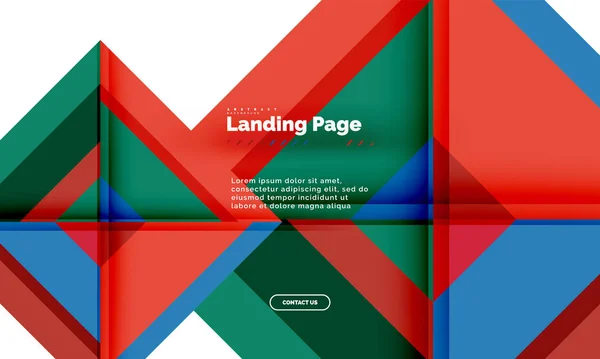 Forma cuadrada fondo abstracto geométrico, plantilla de diseño web de landing page — Archivo Imágenes Vectoriales