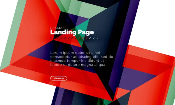 Quadratische Form geometrisch abstrakt Hintergrund, Landing Page Web-Design-Vorlage — Stockvektor