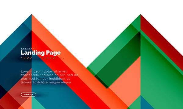 Forma quadrata sfondo geometrico astratto, landing page web design template — Vettoriale Stock