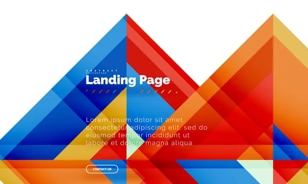 Forma cuadrada fondo abstracto geométrico, plantilla de diseño web de landing page — Archivo Imágenes Vectoriales