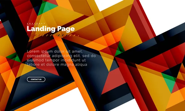 Forma quadrada fundo abstrato geométrico, modelo de web design de landing page —  Vetores de Stock