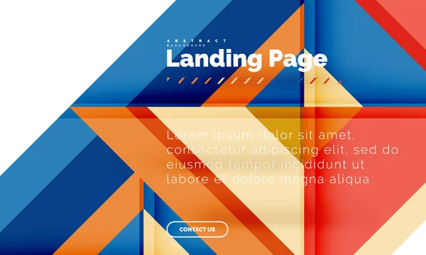 Forma quadrada fundo abstrato geométrico, modelo de web design de landing page — Vetor de Stock