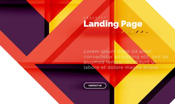 Forma cuadrada fondo abstracto geométrico, plantilla de diseño web de landing page — Vector de stock