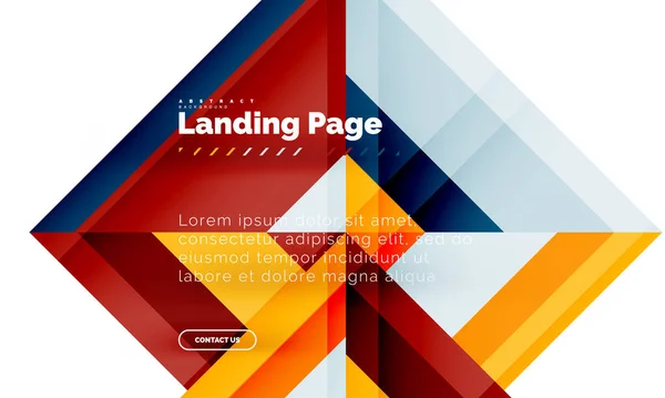 Forma quadrada fundo abstrato geométrico, modelo de web design de landing page — Vetor de Stock