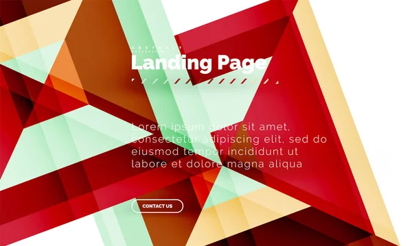 Forma quadrada fundo abstrato geométrico, modelo de web design de landing page — Vetor de Stock