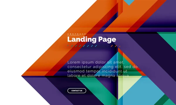 Forma cuadrada fondo abstracto geométrico, plantilla de diseño web de landing page — Vector de stock