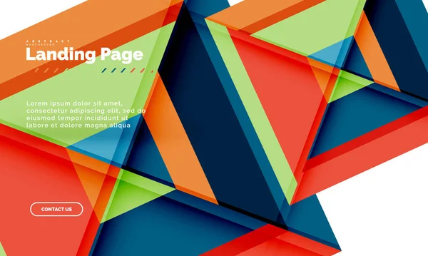 Forma quadrada fundo abstrato geométrico, modelo de web design de landing page — Vetor de Stock