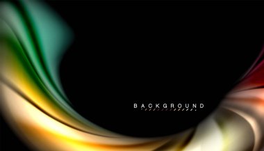 Sıvı renk arka plan, siyah, renkli mermer veya plastik dalga doku zemin, çok renkli şablonu için iş veya teknoloji sunu veya web broşür kapak üzerinde sıvı tasarım bükülmüş