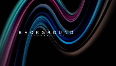 Sıvı renk arka plan, siyah, renkli mermer veya plastik dalga doku zemin, çok renkli şablonu için iş veya teknoloji sunu veya web broşür kapak üzerinde sıvı tasarım bükülmüş