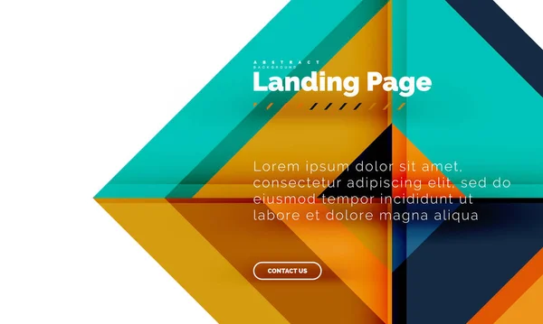 Quadratische Form geometrisch abstrakt Hintergrund, Landing Page Web-Design-Vorlage — Stockvektor