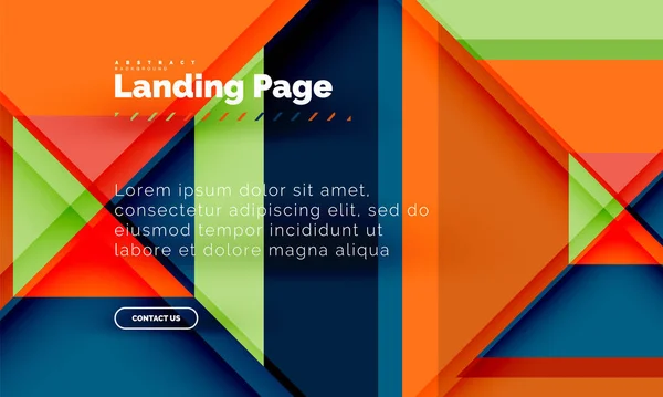 Forma cuadrada fondo abstracto geométrico, plantilla de diseño web de landing page — Vector de stock