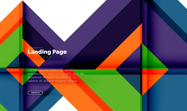 Forma Cuadrada Fondo Abstracto Geométrico Plantilla Diseño Web Landing Page — Archivo Imágenes Vectoriales