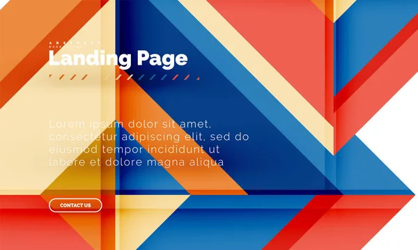 Forma quadrata sfondo geometrico astratto, landing page web design template — Vettoriale Stock