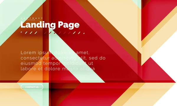 Forma quadrada fundo abstrato geométrico, modelo de web design de landing page — Vetor de Stock