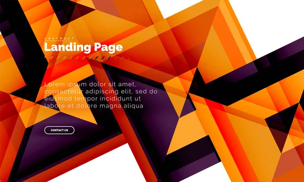 Forma quadrada fundo abstrato geométrico, modelo de web design de landing page — Vetor de Stock