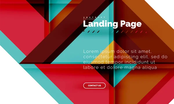 Forma quadrata sfondo geometrico astratto, landing page web design template — Vettoriale Stock