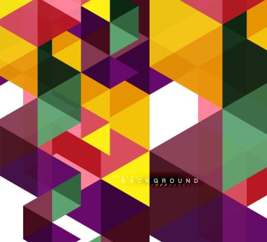 Çok renkli üçgenler arka plan, mozaik kavramı döşer.