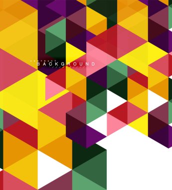 Çok renkli üçgenler arka plan, mozaik kavramı döşer.