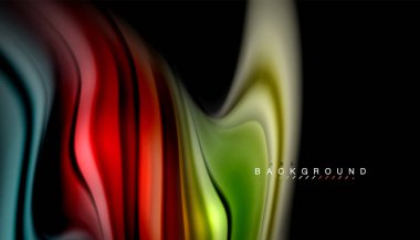 Sıvı renk arka plan, siyah, renkli mermer veya plastik dalga doku zemin, çok renkli şablonu için iş veya teknoloji sunu veya web broşür kapak üzerinde sıvı tasarım bükülmüş