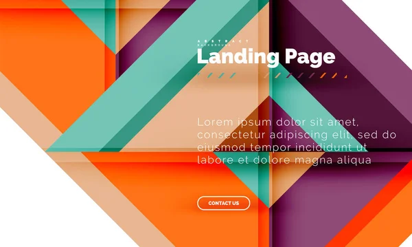 Forma quadrada fundo abstrato geométrico, modelo de web design de landing page — Vetor de Stock