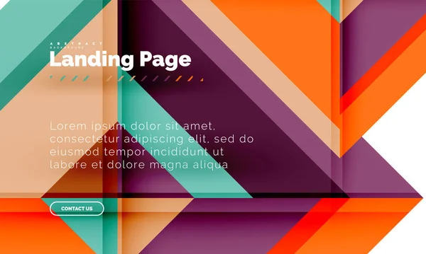 Vierkante vorm geometrische abstracte achtergrond, landing page web ontwerpsjabloon — Stockvector