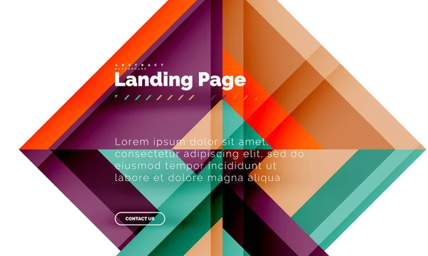 Forma quadrada fundo abstrato geométrico, modelo de web design de landing page —  Vetores de Stock