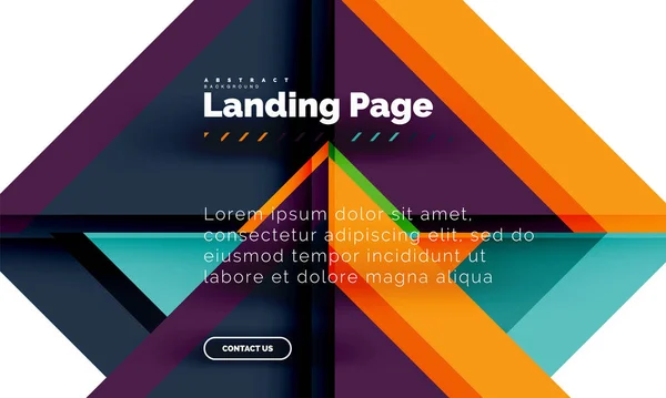 Quadratische Form geometrisch abstrakt Hintergrund, Landing Page Web-Design-Vorlage — Stockvektor