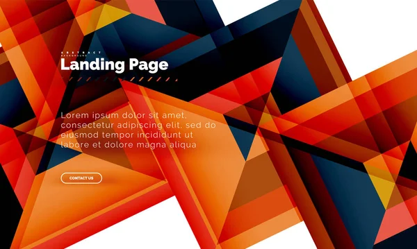 Forma quadrata sfondo geometrico astratto, landing page web design template — Vettoriale Stock