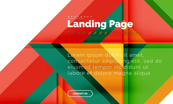 Forma quadrada fundo abstrato geométrico, modelo de web design de landing page — Vetor de Stock