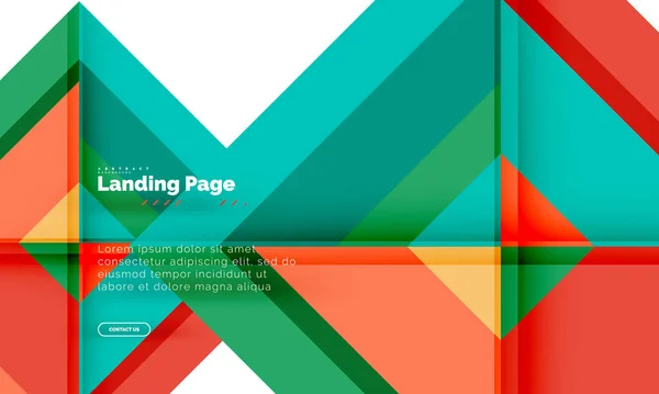 Forma cuadrada fondo abstracto geométrico, plantilla de diseño web de landing page — Archivo Imágenes Vectoriales