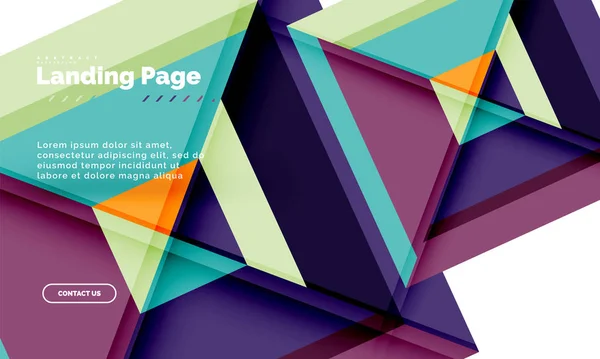 Forma quadrada fundo abstrato geométrico, modelo de web design de landing page — Vetor de Stock