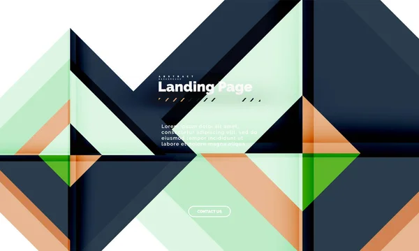 Fyrkantig form geometriska abstrakt bakgrund, landning sida webb-mall — Stock vektor