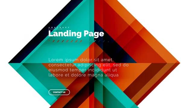 Quadratische Form geometrisch abstrakt Hintergrund, Landing Page Web-Design-Vorlage — Stockvektor