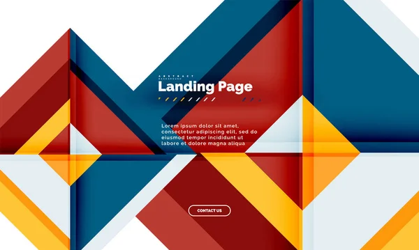 Forma quadrada fundo abstrato geométrico, modelo de web design de landing page — Vetor de Stock