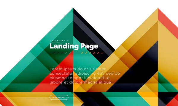 Forma quadrada fundo abstrato geométrico, modelo de web design de landing page — Vetor de Stock