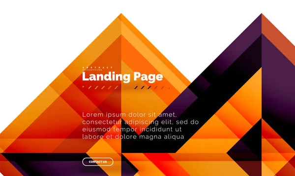 Forma cuadrada fondo abstracto geométrico, plantilla de diseño web de landing page — Archivo Imágenes Vectoriales