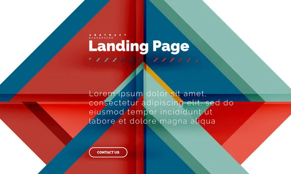 Forma quadrada fundo abstrato geométrico, modelo de web design de landing page —  Vetores de Stock