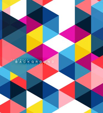 Çok renkli üçgenler arka plan, mozaik kavramı döşer.