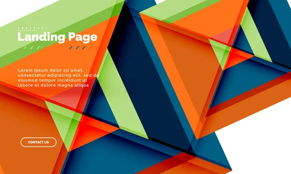 Forma quadrada fundo abstrato geométrico, modelo de web design de landing page — Vetor de Stock