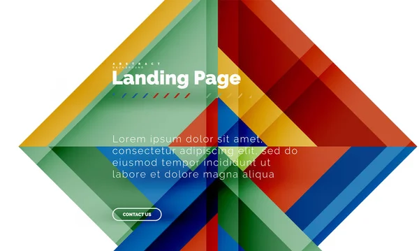 Forma cuadrada fondo abstracto geométrico, plantilla de diseño web de landing page — Archivo Imágenes Vectoriales