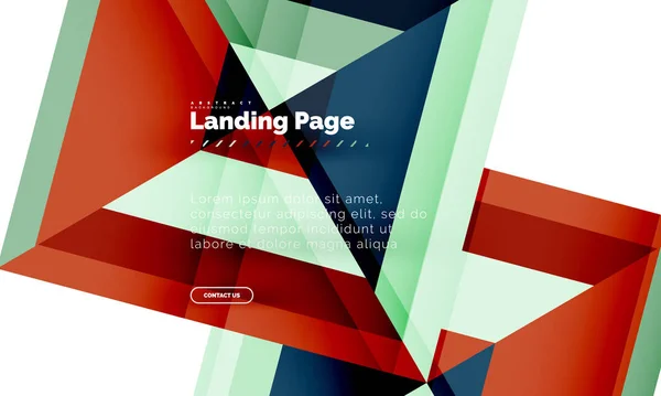 Quadratische Form geometrisch abstrakt Hintergrund, Landing Page Web-Design-Vorlage — Stockvektor