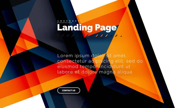 Forma quadrada fundo abstrato geométrico, modelo de web design de landing page —  Vetores de Stock